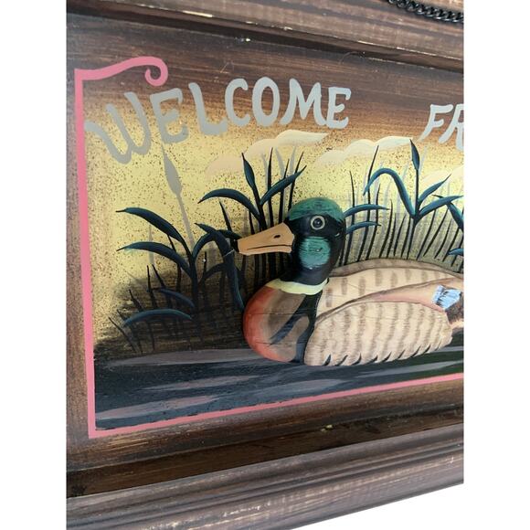 Vintage Rustic Cabin Cottagecore Duck Welcome Friends Sign - Picture 4 of 9